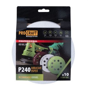 Круг шліфувальний самозачепний Procraft KB180.240 UNIVERSAL (набір 10 шт.) 8 отв.
